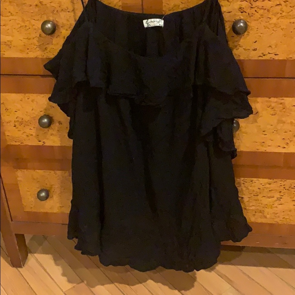 Free people black ruffled tank